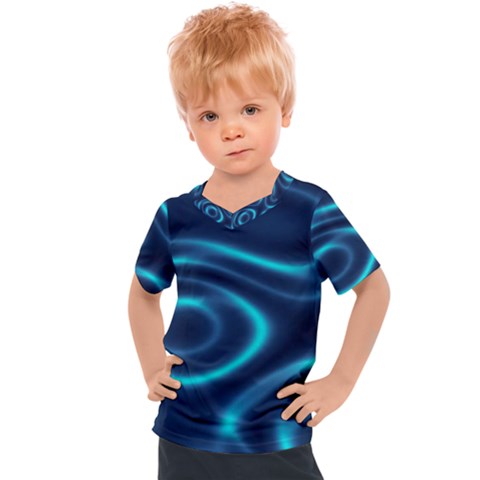 Blue Wavy Kids  Sports Tee by Sabelacarlos