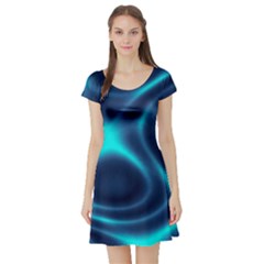 Blue Wave 2 Short Sleeve Skater Dress