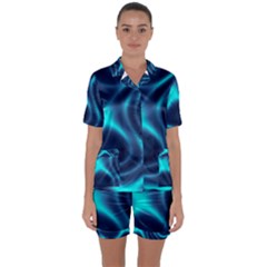 Blue Wave 2 Satin Short Sleeve Pyjamas Set by Sabelacarlos