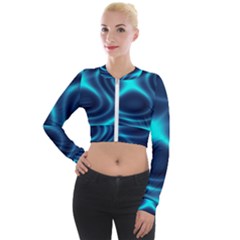 Blue Wave 2 Long Sleeve Cropped Velvet Jacket