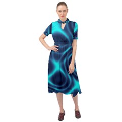 Blue Wave 2 Keyhole Neckline Chiffon Dress by Sabelacarlos