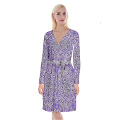 Floral Wreaths In The Beautiful Nature Mandala Long Sleeve Velvet Front Wrap Dress by pepitasart