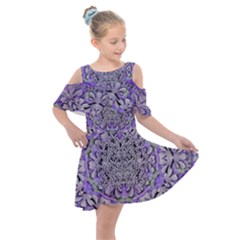 Floral Wreaths In The Beautiful Nature Mandala Kids  Shoulder Cutout Chiffon Dress by pepitasart