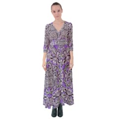 Floral Wreaths In The Beautiful Nature Mandala Button Up Maxi Dress