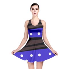 Mixed-lines-dots Black-bg Reversible Skater Dress by Casemiro