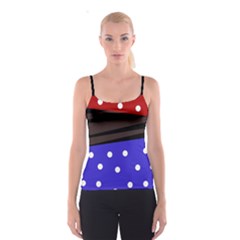 Mixed-lines-dots Black-bg Spaghetti Strap Top by Casemiro