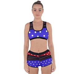 Mixed-lines-dots Black-bg Racerback Boyleg Bikini Set by Casemiro