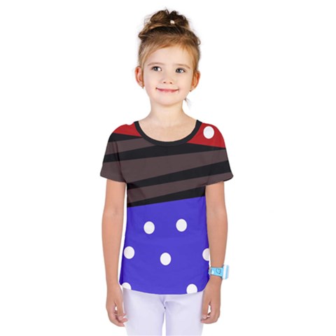 Mixed-lines-dots Black-bg Kids  One Piece Tee by Casemiro