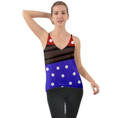 Mixed-lines-dots Black-bg Chiffon Cami by Casemiro