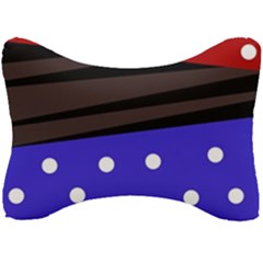 Mixed-lines-dots Black-bg Seat Head Rest Cushion by Casemiro