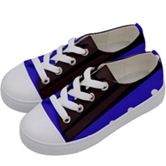 Mixed-lines-dots Black-bg Kids  Low Top Canvas Sneakers by Casemiro