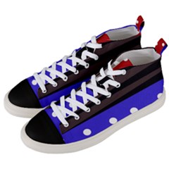 Mixed-lines-dots Black-bg Men s Mid-top Canvas Sneakers by Casemiro