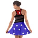 Mixed polka dots and lines pattern, blue, red, brown Cotton Racerback Dress View2