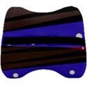 Mixed polka dots and lines pattern, blue, red, brown Velour Head Support Cushion View2