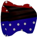 Mixed polka dots and lines pattern, blue, red, brown Velour Head Support Cushion View3