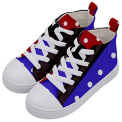 Mixed Polka Dots And Lines Pattern, Blue, Red, Brown Kids  Mid-top Canvas Sneakers by Casemiro