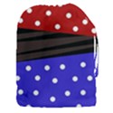 Mixed polka dots and lines pattern, blue, red, brown Drawstring Pouch (3XL) View1