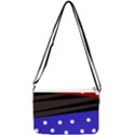 Mixed polka dots and lines pattern, blue, red, brown Double Gusset Crossbody Bag View1