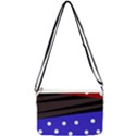 Mixed polka dots and lines pattern, blue, red, brown Double Gusset Crossbody Bag View2