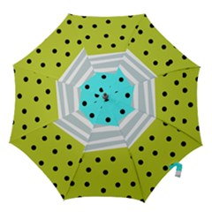 Mixed Polka Dots And Lines Pattern, Blue, Yellow, Silver, White Colors Hook Handle Umbrellas (medium) by Casemiro