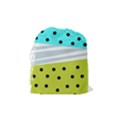 Mixed polka dots and lines pattern, blue, yellow, silver, white colors Drawstring Pouch (Medium) View2