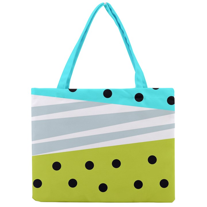 Mixed polka dots and lines pattern, blue, yellow, silver, white colors Mini Tote Bag