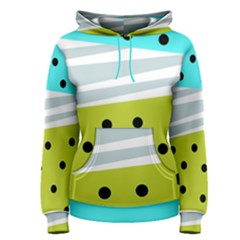 Mixed Polka Dots And Lines Pattern, Blue, Yellow, Silver, White Colors Women s Pullover Hoodie by Casemiro