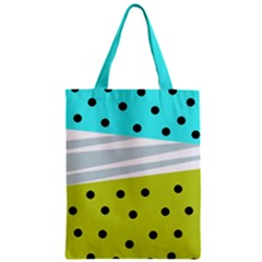 Mixed Polka Dots And Lines Pattern, Blue, Yellow, Silver, White Colors Zipper Classic Tote Bag