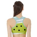 Mixed polka dots and lines pattern, blue, yellow, silver, white colors Sports Bra with Border View2