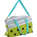 Mixed polka dots and lines pattern, blue, yellow, silver, white colors Canvas Crossbody Bag View1