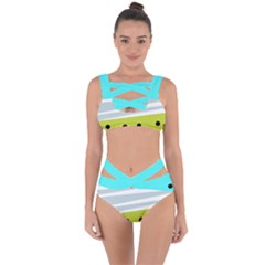 Mixed Polka Dots And Lines Pattern, Blue, Yellow, Silver, White Colors Bandaged Up Bikini Set  by Casemiro