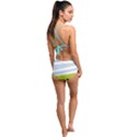 Mixed polka dots and lines pattern, blue, yellow, silver, white colors High Waist Tankini Set View2