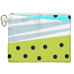 Mixed Polka Dots And Lines Pattern, Blue, Yellow, Silver, White Colors Canvas Cosmetic Bag (xxl) by Casemiro