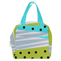 Mixed Polka Dots And Lines Pattern, Blue, Yellow, Silver, White Colors Boxy Hand Bag by Casemiro