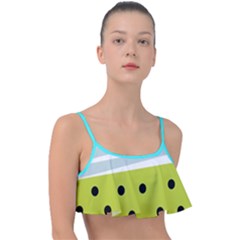 Mixed Polka Dots And Lines Pattern, Blue, Yellow, Silver, White Colors Frill Bikini Top by Casemiro