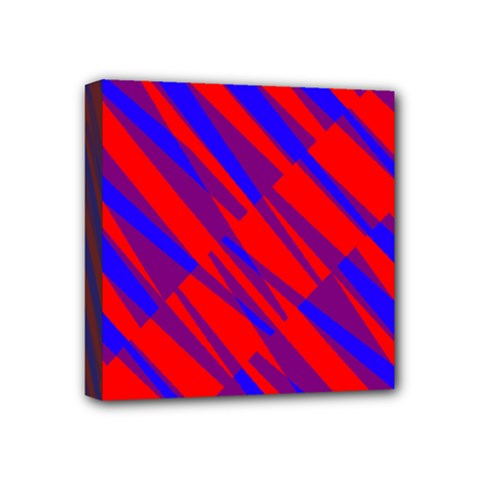 Geometric Blocks, Blue And Red Triangles, Abstract Pattern Mini Canvas 4  X 4  (stretched) by Casemiro