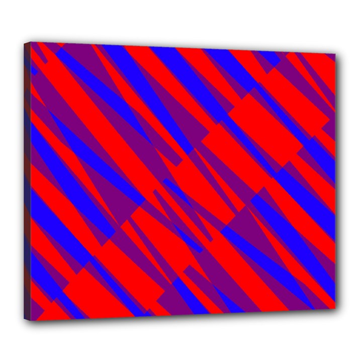 Geometric blocks, blue and red triangles, abstract pattern Canvas 24  x 20  (Stretched)