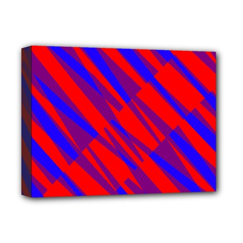 Geometric Blocks, Blue And Red Triangles, Abstract Pattern Deluxe Canvas 16  X 12  (stretched)  by Casemiro