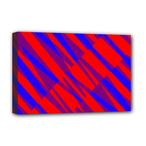 Geometric Blocks, Blue And Red Triangles, Abstract Pattern Deluxe Canvas 18  X 12  (stretched) by Casemiro