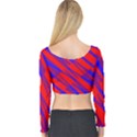 Geometric blocks, blue and red triangles, abstract pattern Long Sleeve Crop Top View2