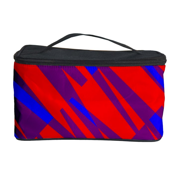 Geometric blocks, blue and red triangles, abstract pattern Cosmetic Storage