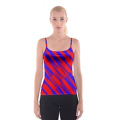 Geometric Blocks, Blue And Red Triangles, Abstract Pattern Spaghetti Strap Top by Casemiro