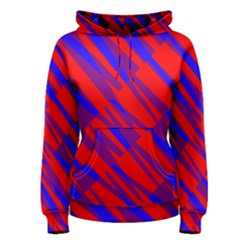 Geometric Blocks, Blue And Red Triangles, Abstract Pattern Women s Pullover Hoodie by Casemiro