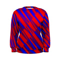 Geometric Blocks, Blue And Red Triangles, Abstract Pattern Women s Sweatshirt by Casemiro