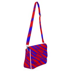 Geometric Blocks, Blue And Red Triangles, Abstract Pattern Shoulder Bag With Back Zipper by Casemiro