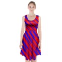 Geometric blocks, blue and red triangles, abstract pattern Racerback Midi Dress View1