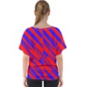 Geometric blocks, blue and red triangles, abstract pattern V-Neck Dolman Drape Top View2