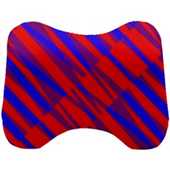 Geometric Blocks, Blue And Red Triangles, Abstract Pattern Head Support Cushion by Casemiro