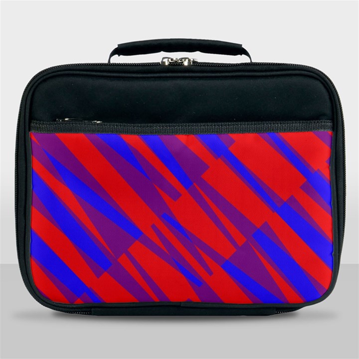 Geometric blocks, blue and red triangles, abstract pattern Lunch Bag