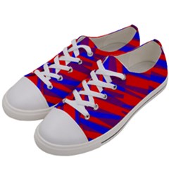 Geometric Blocks, Blue And Red Triangles, Abstract Pattern Women s Low Top Canvas Sneakers by Casemiro